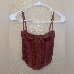 Urban Outfitters Burgundy Lace Bustier Top